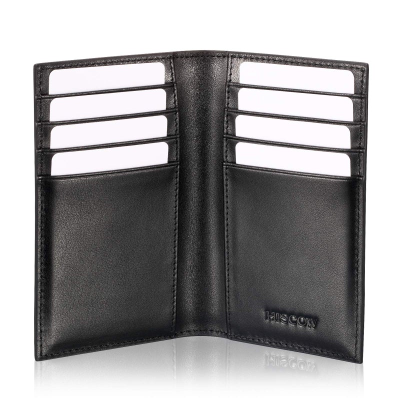 HISCOW Slim Leather Credit Card Holder for Men & Women 8cc, Italian Calfskin (Black) - Image 1